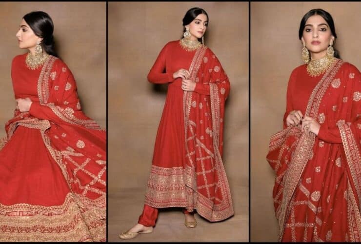 Sonam Kapoor Stuns in Sabyasachi Red Anarkali Mesmerizing Pics