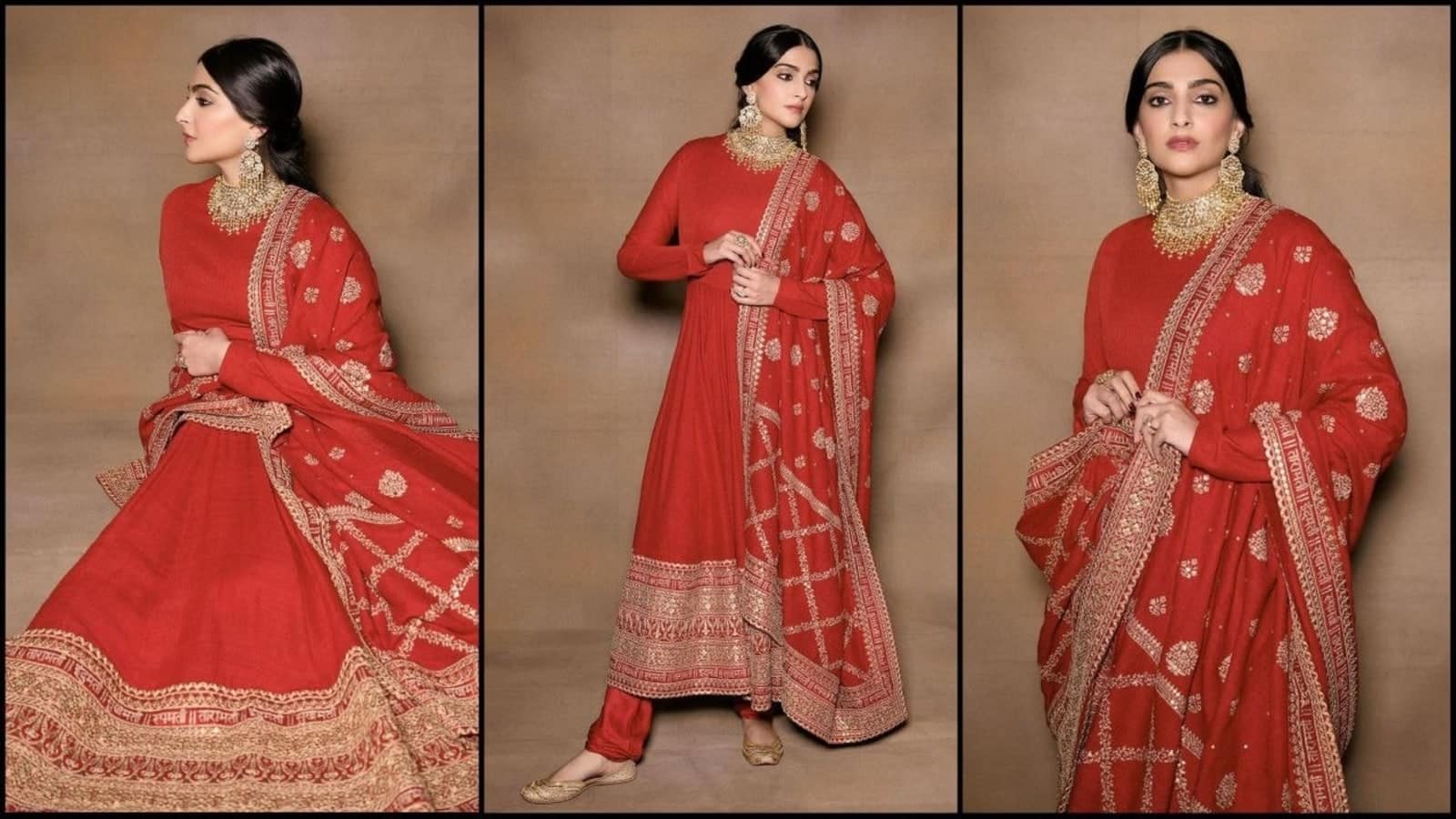 Sonam Kapoor Stuns in Sabyasachi Red Anarkali Mesmerizing Pics