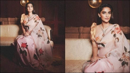 Sonam Kapoor exudes grace and elegance in blush pink floral saree